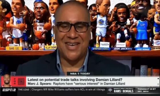 Marc Spears on NBA Today on ESPN: "All is quiet on the Miami front. Interest from Chicago is waning. The hottest name right now is the Toronto Raptors. Talked to two high ranking team executives that said Toronto is the front-runner for [Damian Lillard]."