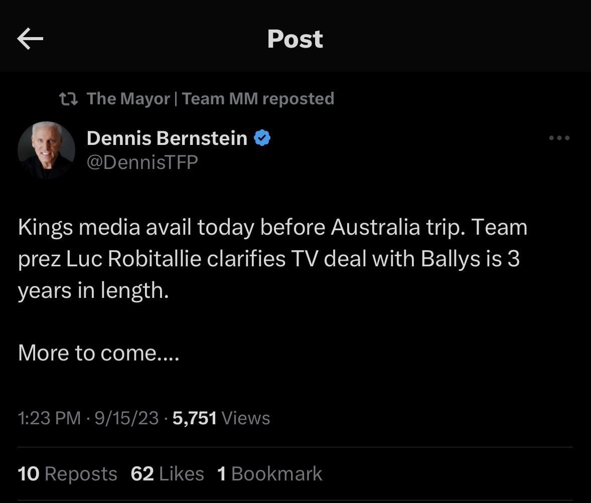 Kings are sticking with Bally for 3 more years