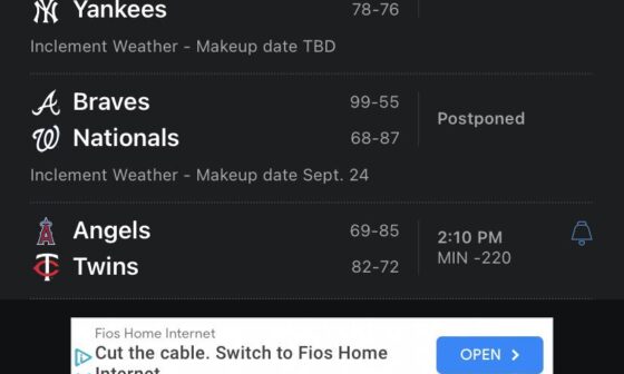 9/23 Game Status? Nats and Yanks both cancelled already, why not Phils?