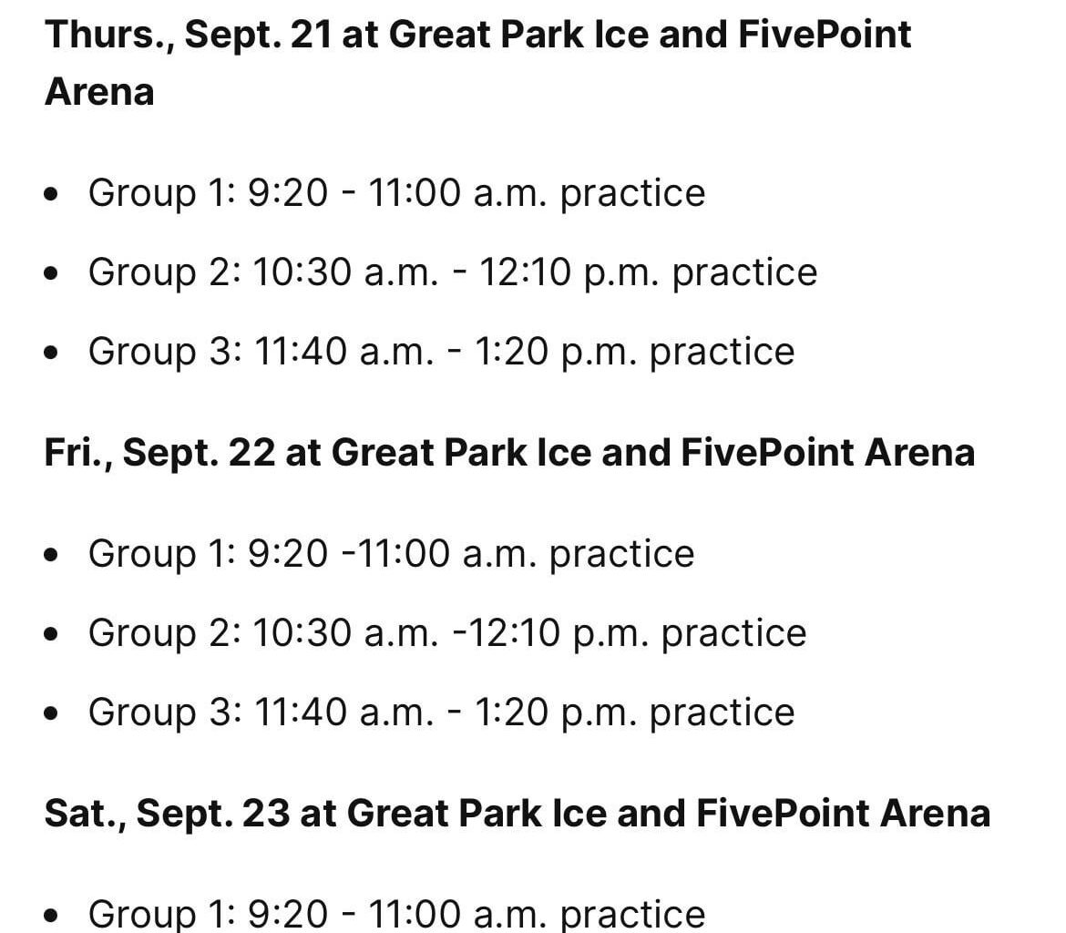 Training Camp Schedule
