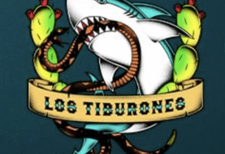 This year's Los Tiburones design and Luchador goalie mask