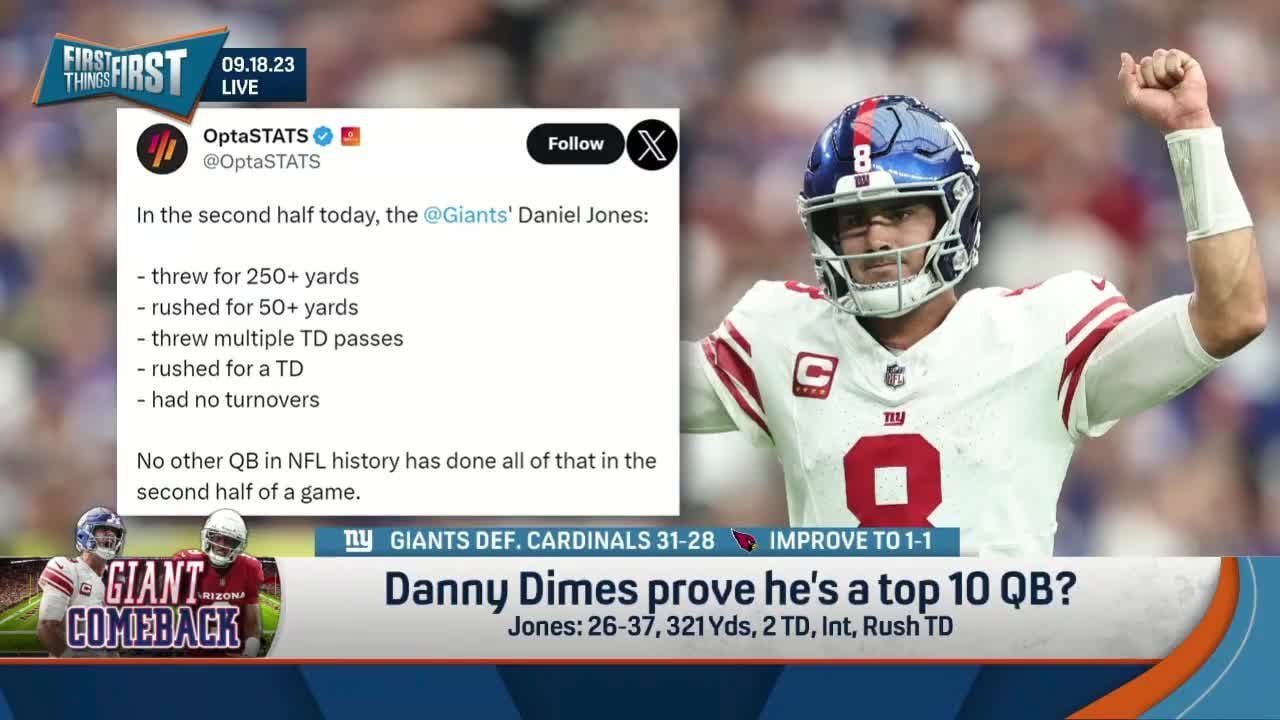 Greg Jennings still believes Daniel Jones is a Top 8 QB! "Have we ever seen a QB do what he did in the 2nd half?! I love every bit of what I saw from Danny Jones!"