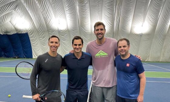 【rogerfederer on Instagram】 Photo of GOATs playing tennis in BC 🐐