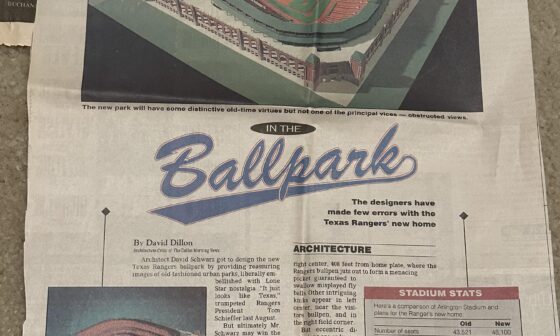 1992 Dallas Morning News article on the new Ballpark