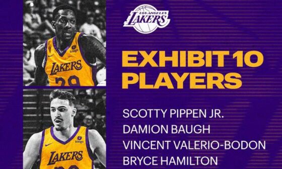 [Official] The Lakers have signed Vincent Valerio-Bodon and Damion Baugh, Bryce Hamilton and Scotty Pippen Jr.