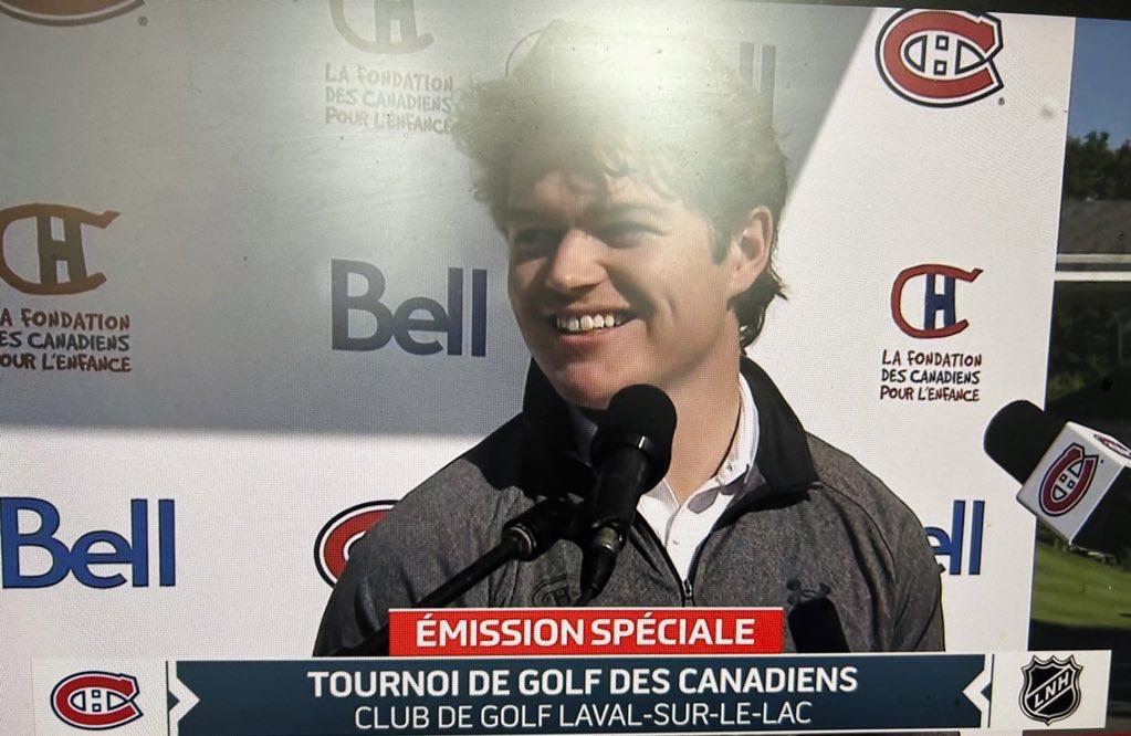 Reporter: “Cole, did you gain some weight? Did you work on your physical strength? You look bigger, thicker.” Cole Caufield: “Thank you.”