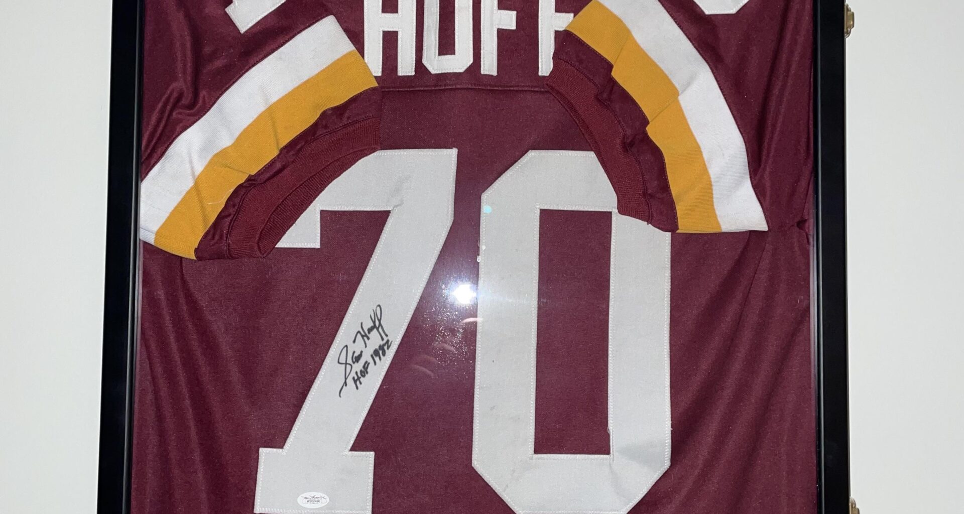 Dad’s signed Sam Huff jersey