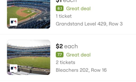 Yankees tickets down to $1