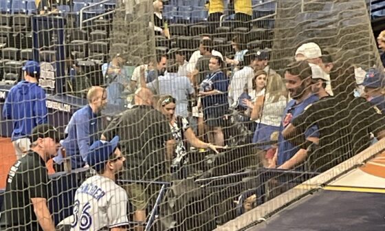 Despite the tough loss and despite being in a tough stretch offensively of late, Davis Schneider stuck around after the game to speak with Jays fans who made the trip down to the Trop.