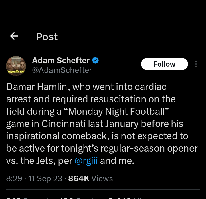 Hamlin ain't playing tonight