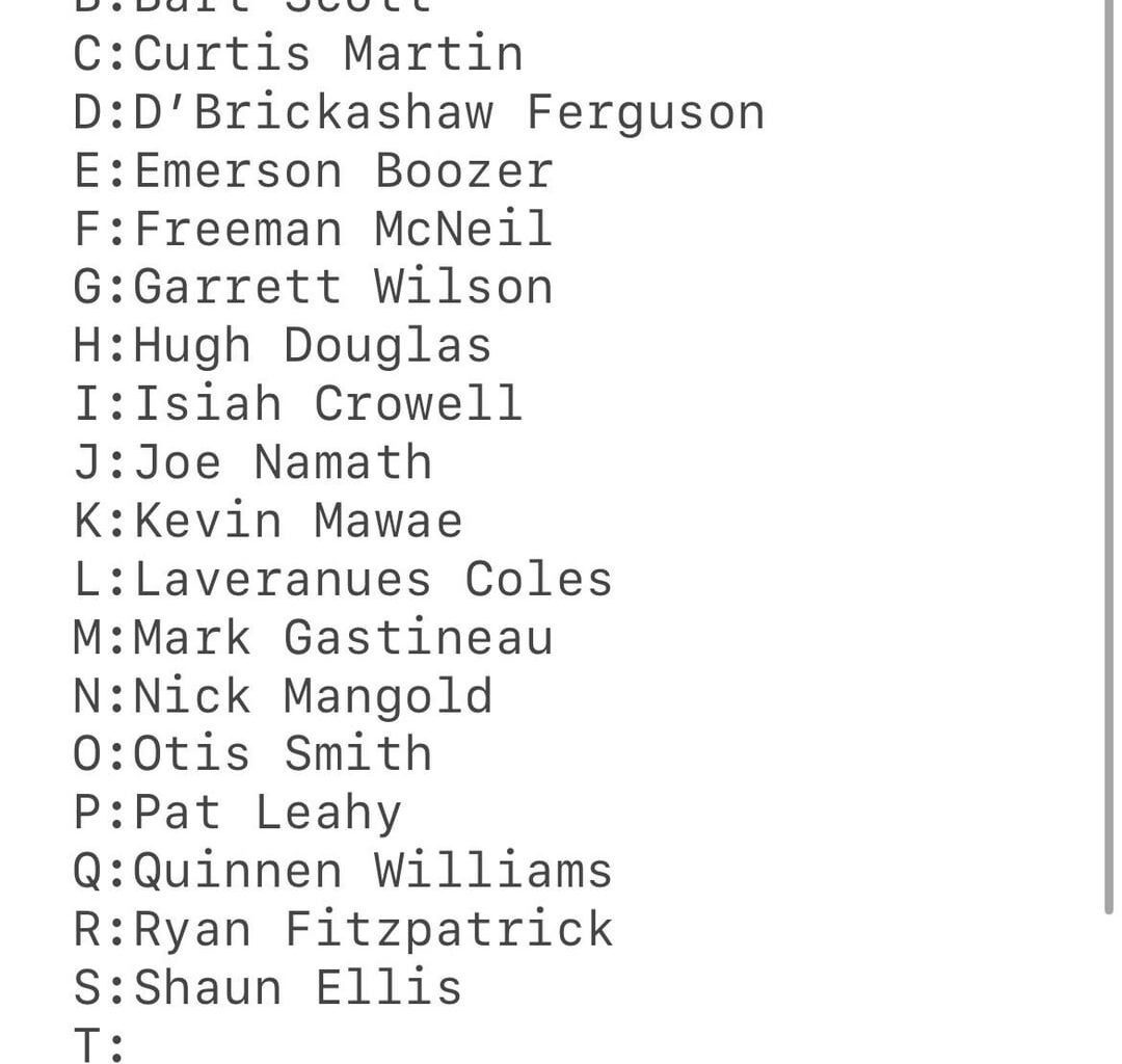 Day 20. Choose your favorite Jets player by their first name. “T”