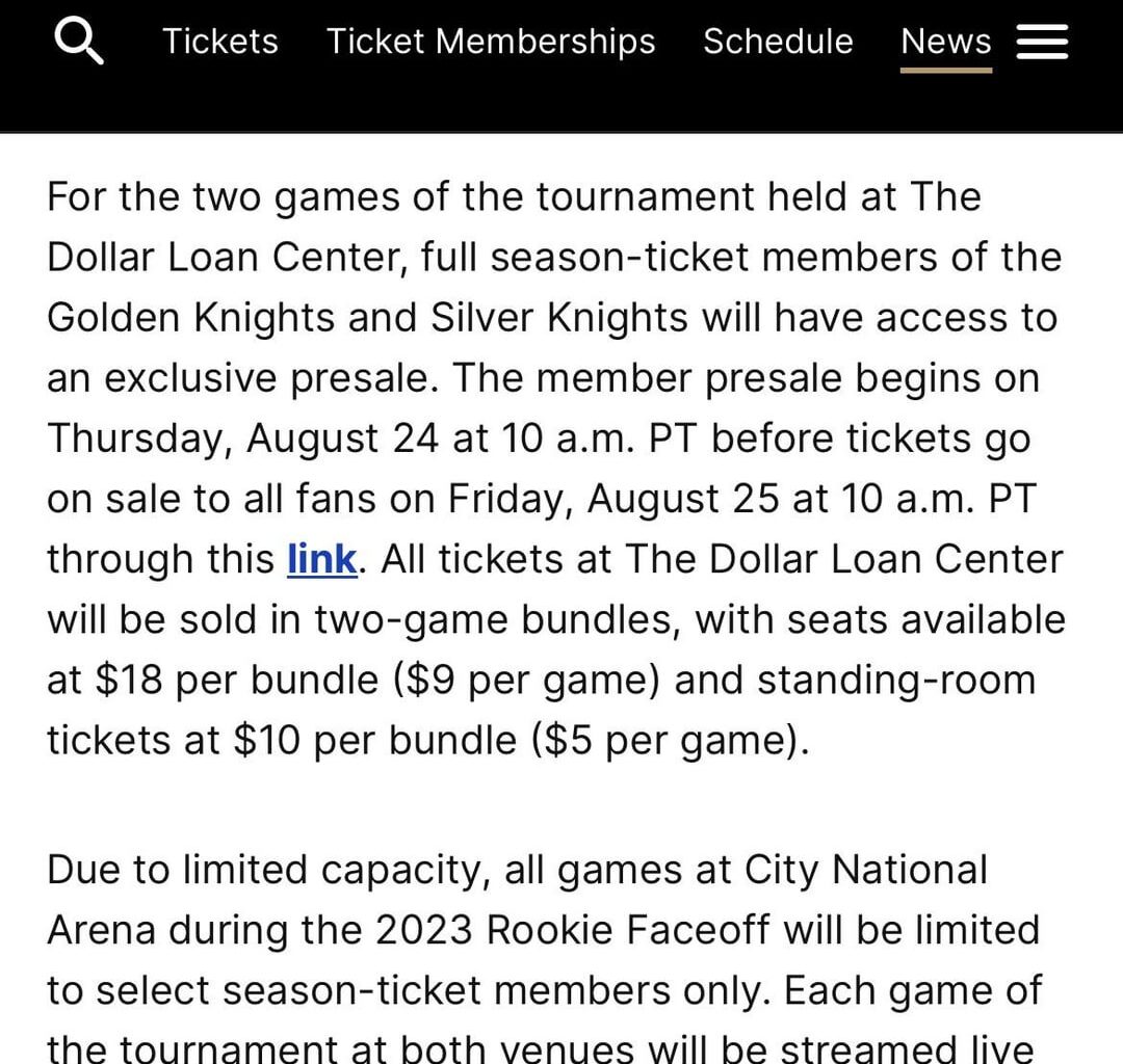 Anybody selling tickets for City National Arena Rookie games?