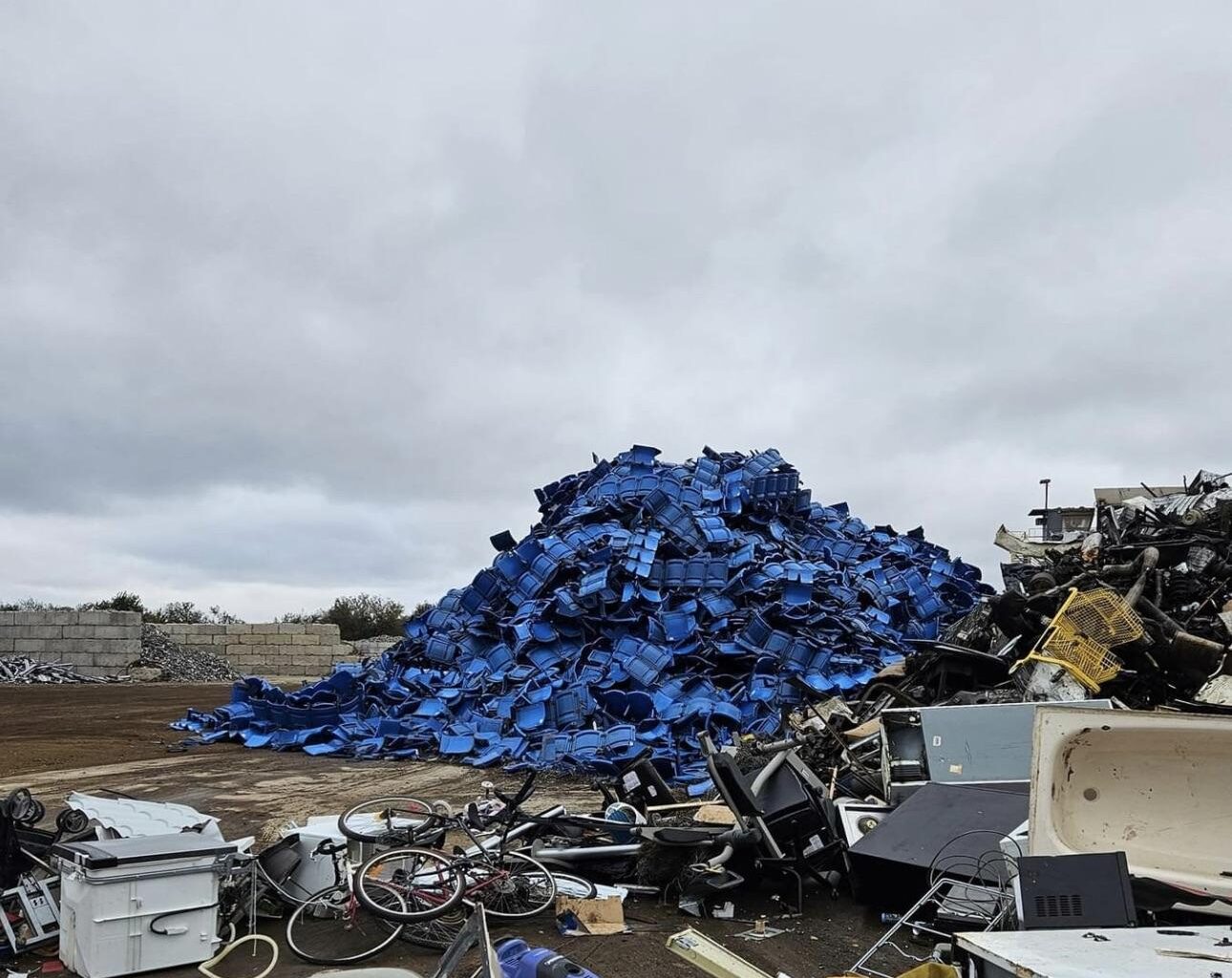 Seats from the 100 level in a scrap yard in Don Mills.