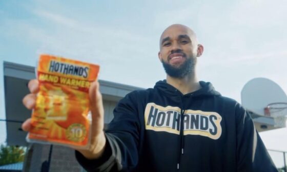 ICYDK Derrick White is sponsored by Hot Hands (hand warmers)