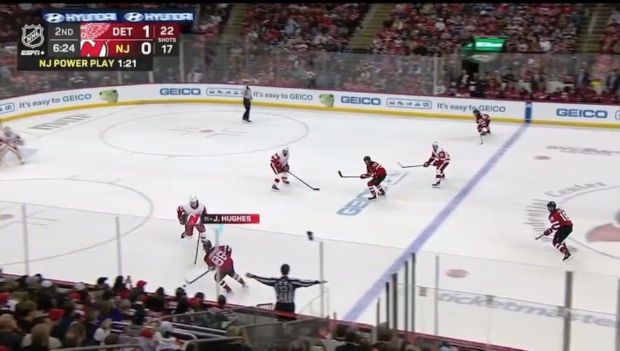 Jack Hughes scores from impossible angle