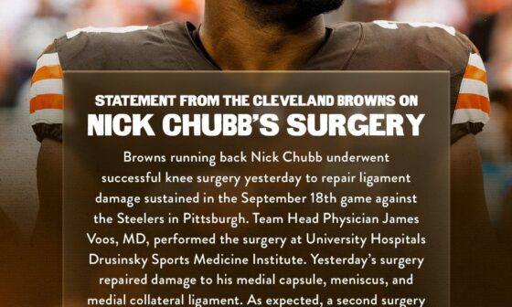 Statement from the Cleveland Browns on Nick Chubb’s Surgery