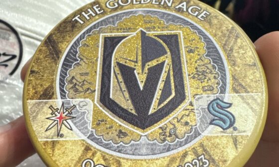 So happy I spotted this at the register. Couldn’t pass up a gold home opener banner raising puck