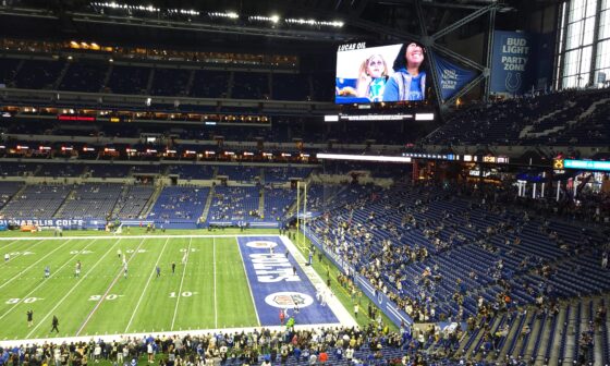Saints showing up, turning the Lucas oil to a second home stadium.
