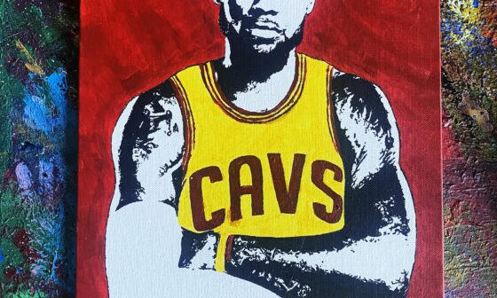 Artist from Ireland. Finished an acrylic painting of Lebron last week in his Cavs jersey, hope you guys like it!