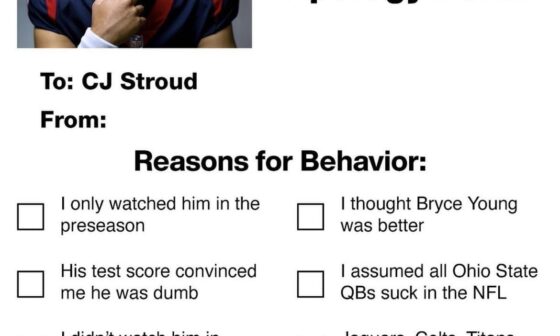 Official CJ Stroud Apology Form