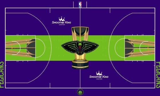 OFFICIAL: The In-Season tournament & City Edition court design for the New Orleans Pelicans. First alternate court in franchise history.
