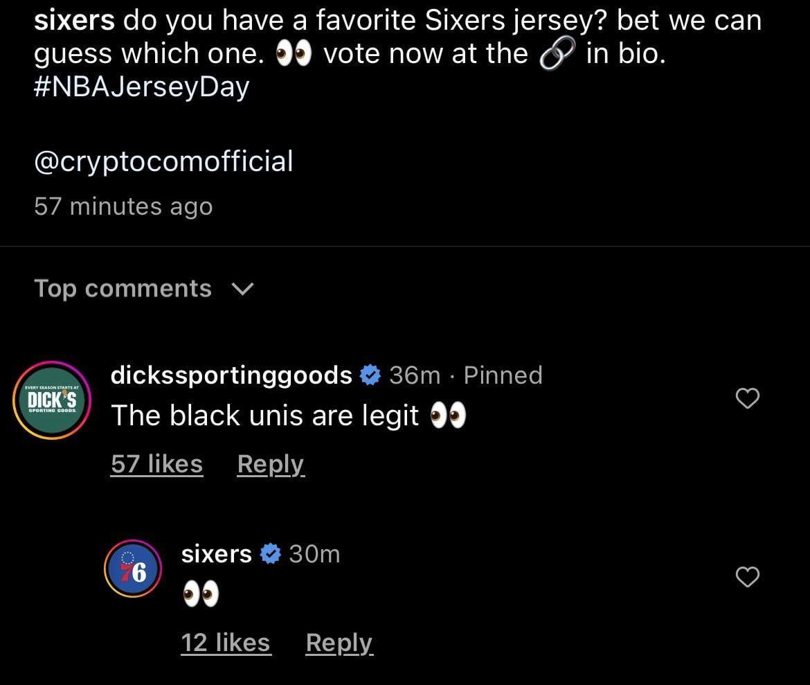 Sixers Hinting at Black Jerseys