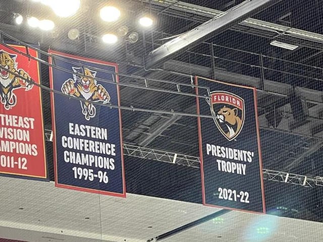 The Florida Panthers have Replaced Their Original 1996 EC Championship Banner with a New Design in Preparation for Tommorow's Banner Raising