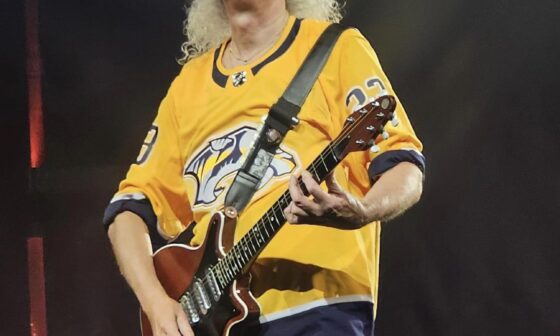 Queen concert was amazing, and capped off perfectly by Sir Brian May in a Preds jersey.