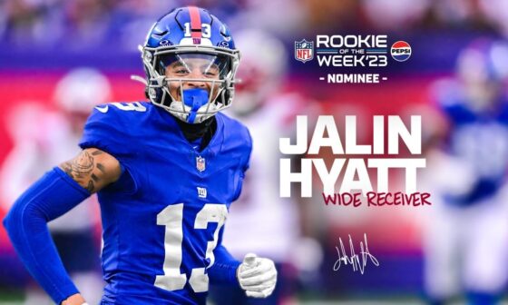 WR Jalin Hyatt nominated for Rookie of the Week