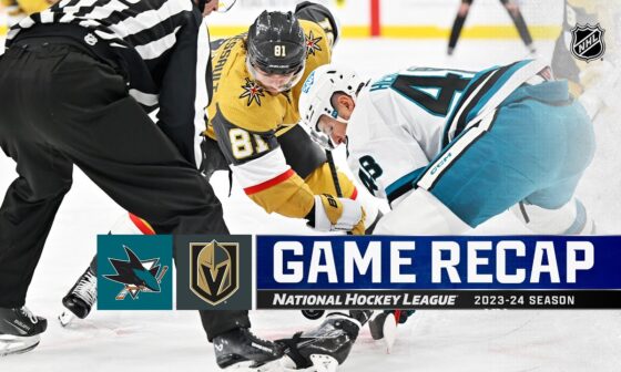 Sharks @ Golden Knights 11/10 | NHL Highlights 2023