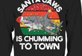Funny Santa Jaws Shark Christmas Lights Sharkmas Xmas