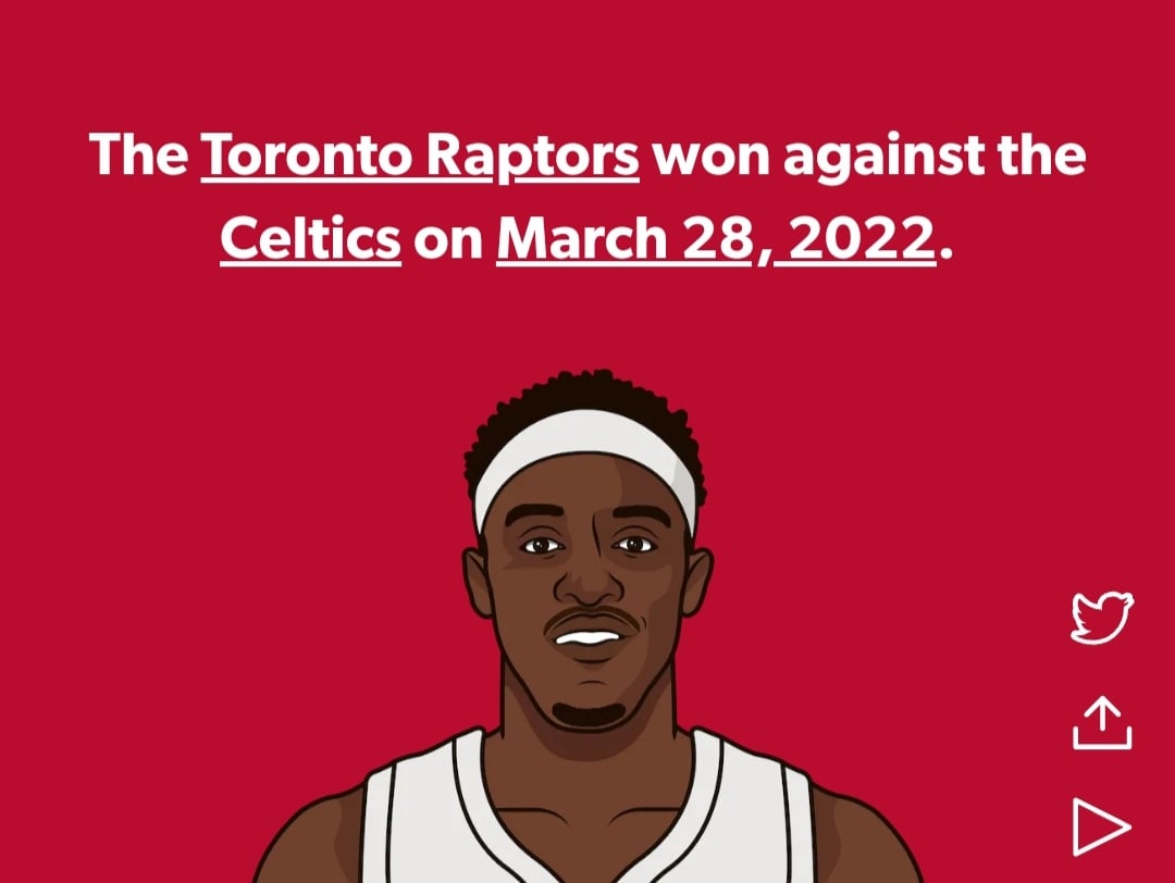 This is our last win against the Celtics. In a game where Pascal scored 40 points and they didn't have Brown and Tatum.After this win, we lost our last 5 games against them