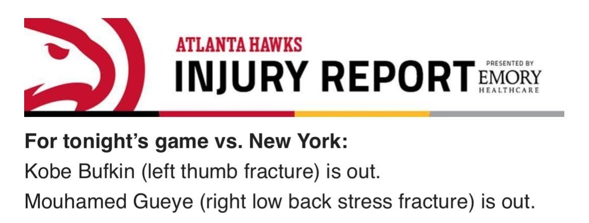 Trae (being a model father figure by being there for all his kids) Young is active for tonight’s game against the Knicks