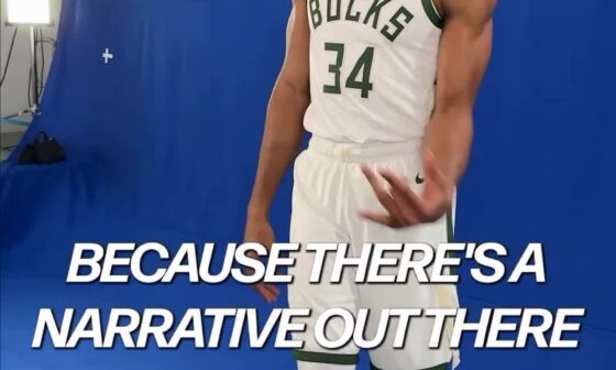 [Giannis Antetokounmpo] "There's a narrative out there that's false. I got a bag. But it's good like this. Keep it on the low. When you get your ass here to Milwaukee, and you get embarrassed, you go back home and start contemplating life. Taking a shower thinking 'I didn't know Giannis had a bag.'"