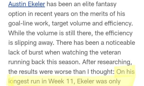 Ekeler has been slow af this season...