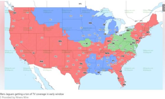 Viewing map for 49ers vs. Jags