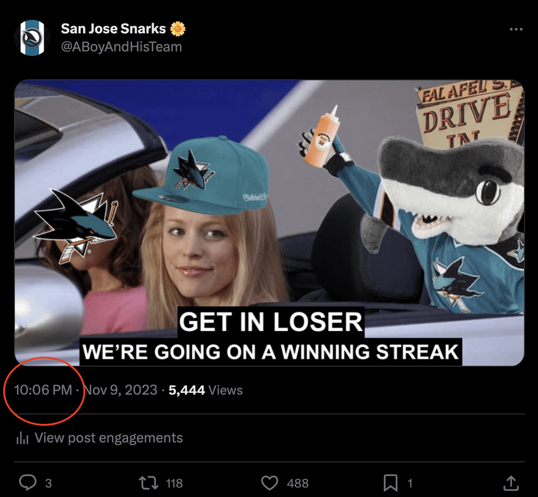 loved watching eklund steal the puck from McDavid but did not love watching the Sharks twitter account steal the meme I made after it blew up without crediting me 😬