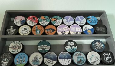Finally have a hockey puck rack for my 2017-2023 collection