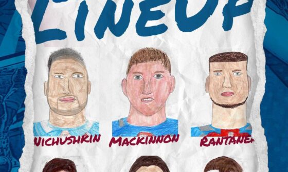 This was the starting lineup tonight, drawn by kids for the “Next-Gen” night.