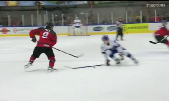 This is how Lane Hutson stole the puck from his Habs bro Owen Beck to score the OT winner