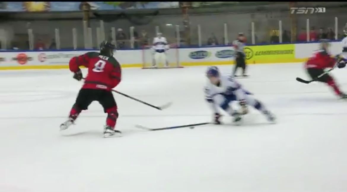 This is how Lane Hutson stole the puck from his Habs bro Owen Beck to score the OT winner