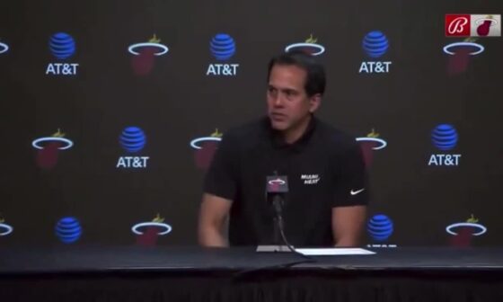 [Post game Interview] Erik Spoelstra walks in and announces:“We grabbed the 3 game-balls.”