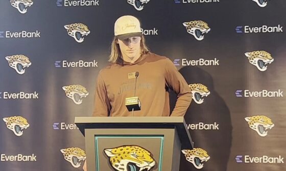[John Shipley] Trevor Lawrence on his post-game comments from Sunday. “I don’t regret saying it ... I think it’s true. And for myself, it’s not like I’m saying I’m playing great and it’s everybody else. It’s myself too. There’s things that are happening that can’t happen.”