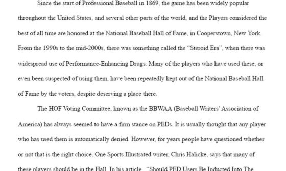 I wrote this research paper for school about why players who used steroids in the 90s-2000s should be in the hof, it only took me 45 minutes so i’m worried I rushed it and I’d appreciate any feedback before submitting it
