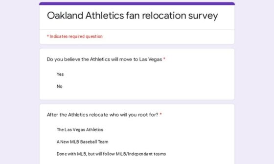 Oakland Athletics fan relocation survey