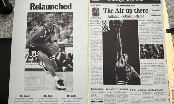 The original 1995 printing plates from the Chicago Tribune when Jordan Returned