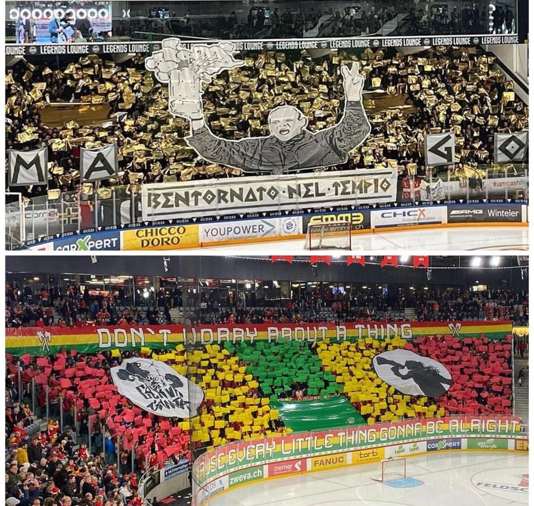 Some of the tifos that swiss hockey fans created this year for their team!