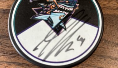 Signed puck giveaway