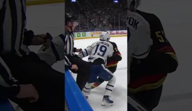 Tyler Myers sends him overboard 💪