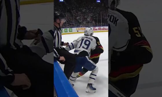 Tyler Myers sends him overboard 💪